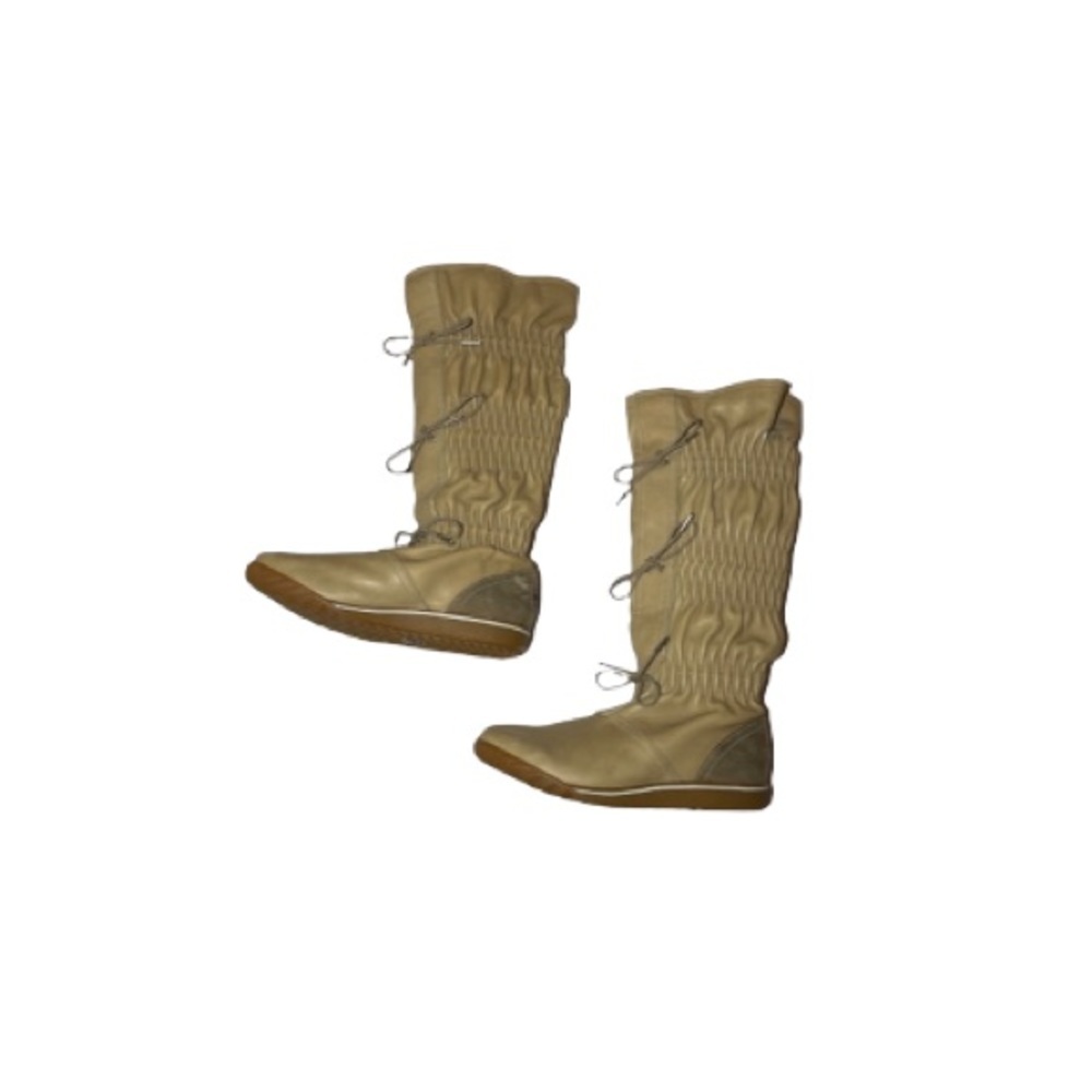 Sorel “Firenzy” Tall Ruched Tan Leather Boots - Women’s Size 5